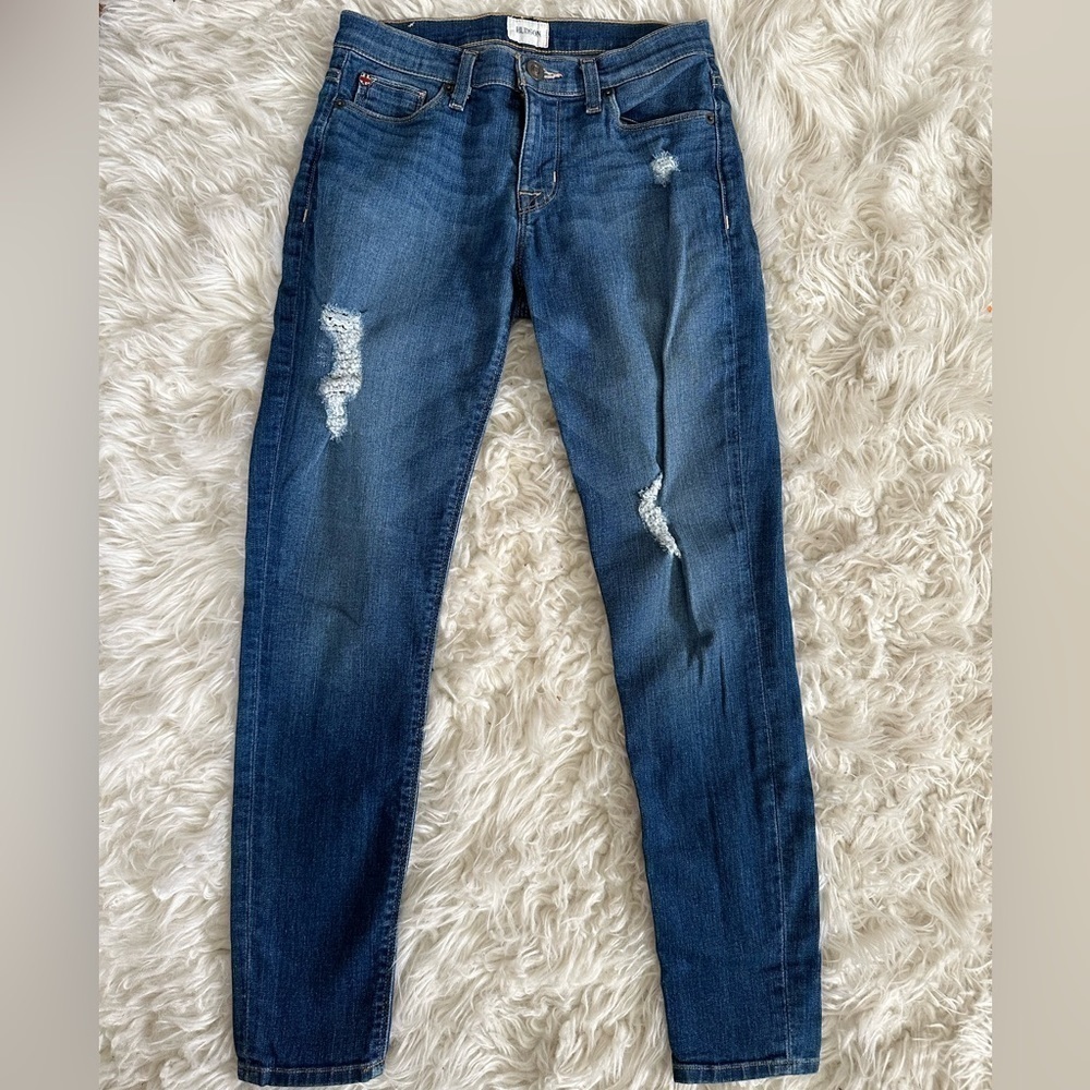 HUDSON Suny Blue Nico Midrise Ankle super Skinny Distressed Jeans size 26